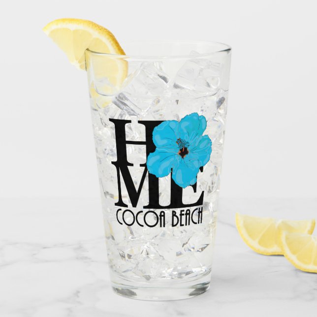 ZUHAUSE Cocoa Beach Blue Hibiskus Glas (Vorderseite Ice)