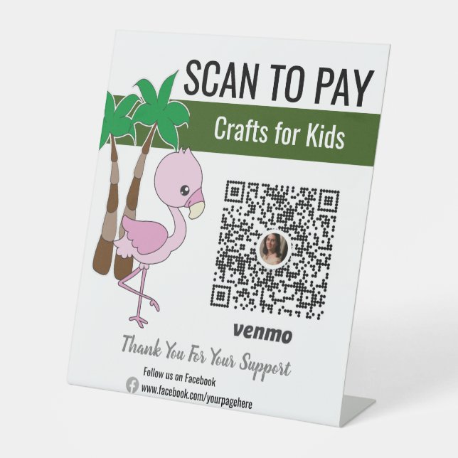 Zuhause Craft Business Ideas | Scan to Pay Venmo Sockelschild (Vorderseite)