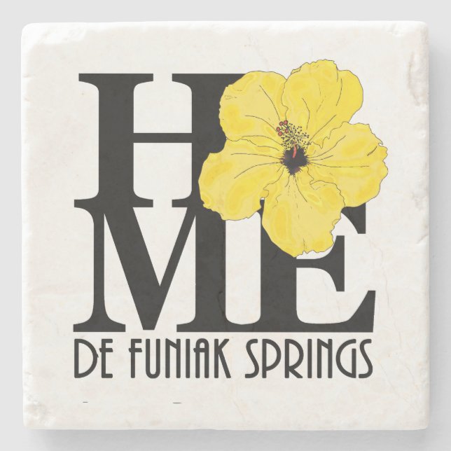 ZUHAUSE De Funiak Springs Gelber Hibiskus Steinuntersetzer (Vorderseite)