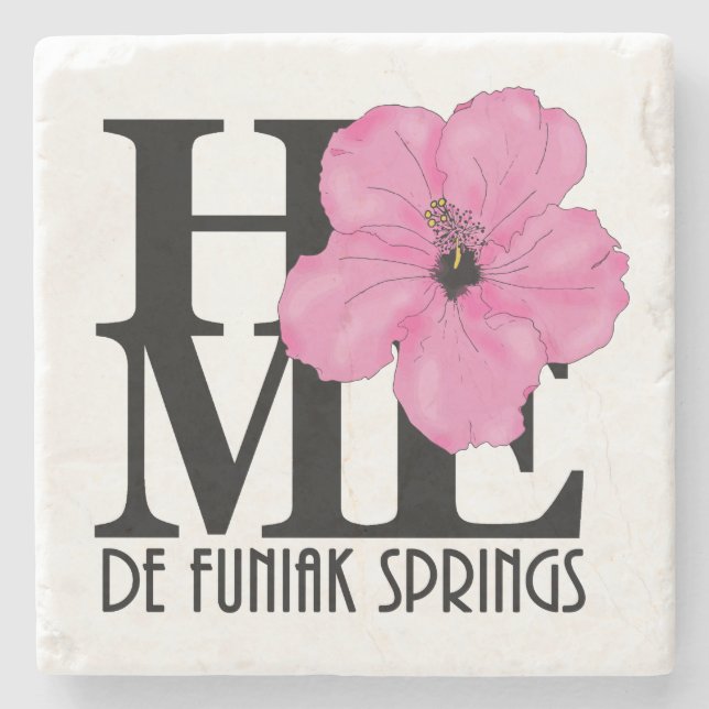 ZUHAUSE De Funiak Springs Rosa Hibiskus Steinuntersetzer (Vorderseite)