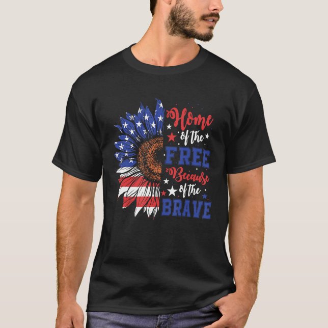 Zuhause der freien wegen der schönen US-Flagge Sun T-Shirt (Vorderseite)