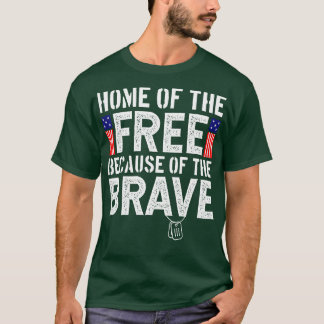 Zuhause der freien wegen der tapferen Patriotik Ve T-Shirt