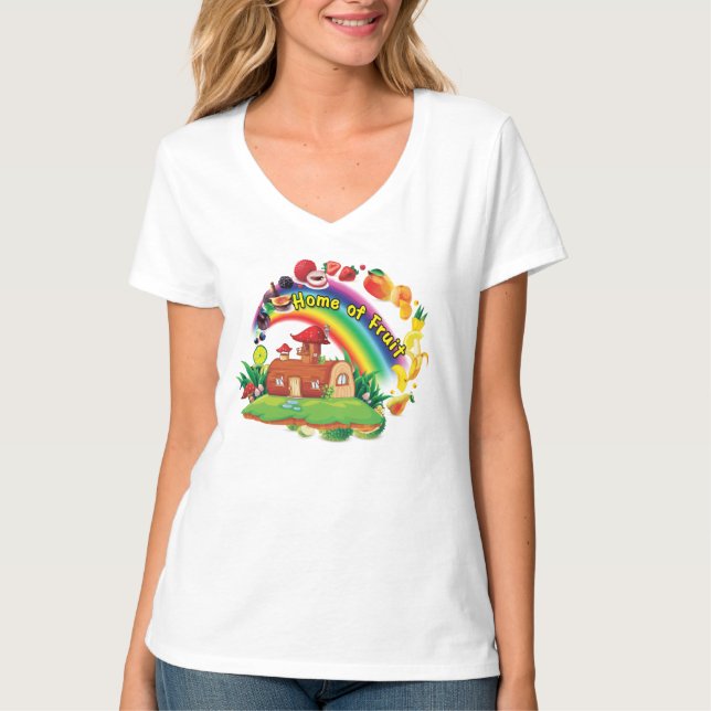 Zuhause der Fruchtfrauen V-Shirt T-Shirt (Vorderseite)