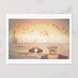 Zuhause der Leuchtturm Keepers Pets Fantasy Postkarte