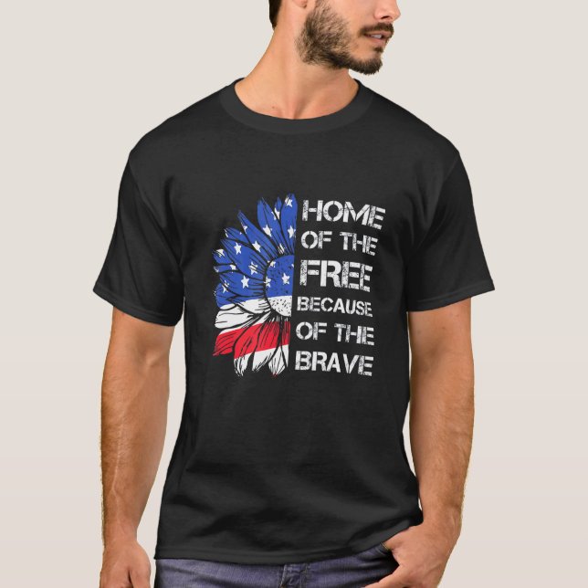 Zuhause der Sonnenblume der amerikanischen Fahne 4 T-Shirt (Vorderseite)