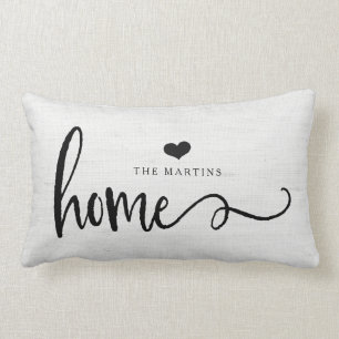 Zuhause des Bauernhaus-Art-graues Leinenblick- Lendenkissen