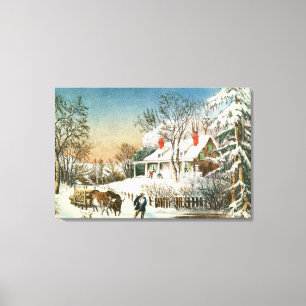 Zuhause die Klotz holen, Winter-Landschaft Leinwanddruck