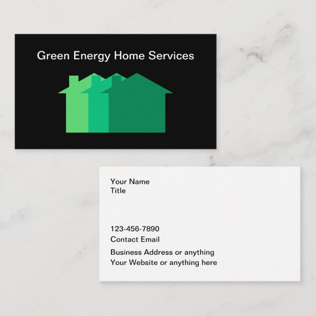 Zuhause-Dienste für grüne Energie Visitenkarte (Vorne/Hinten)