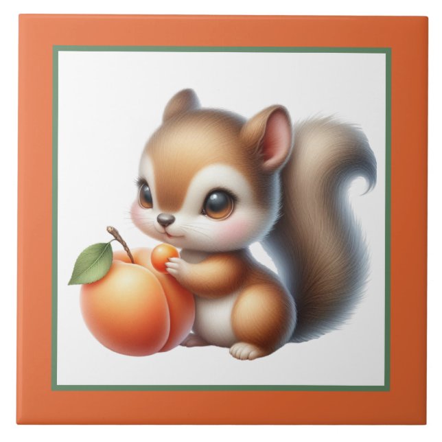 Zuhause-Eichhörnchenpfirsich Fliese (Vorderseite)