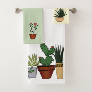Zuhause-eingemachte Pflanzen-Gekritzel-Kunst Badhandtuch Set