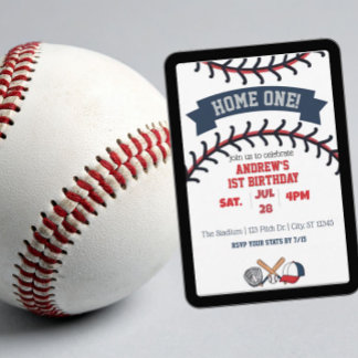 Zuhause Eins, Baseball 1. Geburtstag Einladung