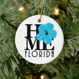 ZUHAUSE Florida Blue Hibiskus Keramik Ornament