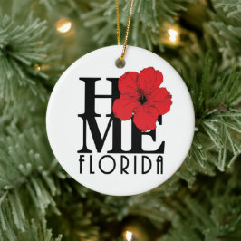 ZUHAUSE Florida Red Hibisucs Keramik Ornament