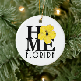 ZUHAUSE Florida Yellow Hibiskus Keramik Ornament