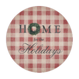 "Zuhause for Holidays" Karierter Roter Urlaub Schneidebrett