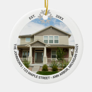 Zuhause-Foto für neue Zuhause-Erstjahrsfamilie Keramik Ornament