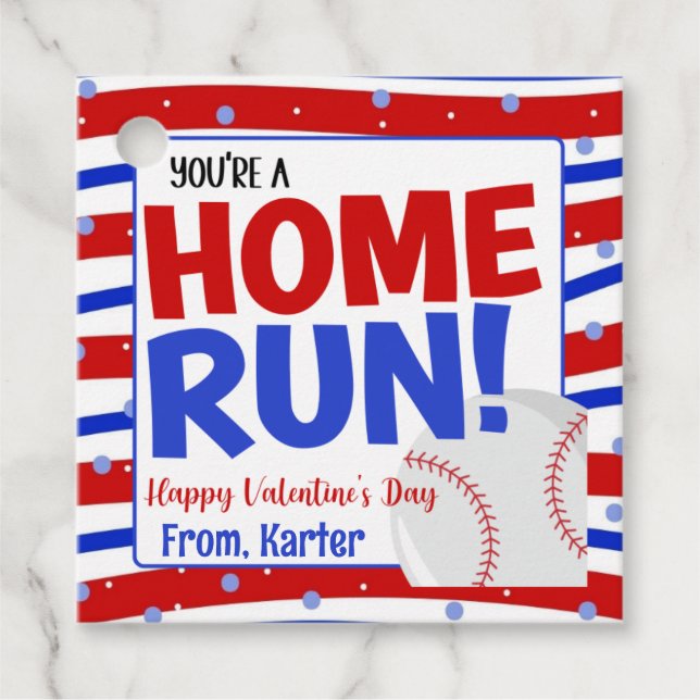 Zuhause führt Baseball Valentine aus Geschenkanhänger (Vorderseite)