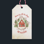 Zuhause für alle Tage | Red Christmas House Geschenkanhänger<br><div class="desc">Vor und hinter dieser Geschenktasche befindet sich ein rotes,  wasserfarbenes Haus,  das von einem roten Beerenkreuzer umgeben ist. Der rote Text lautet "Zuhause für alle Tage",  ein Wortspiel: Zuhause für die Feiertage. Der Hintergrund ist eine cremefarbene Aquarellwäsche. Sie können mit Ihrem Namen personalisieren.</div>