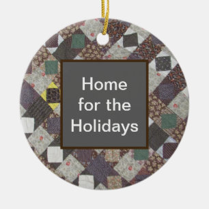 Zuhause für das Holidays Patchwork Quilt Cozy Keramik Ornament