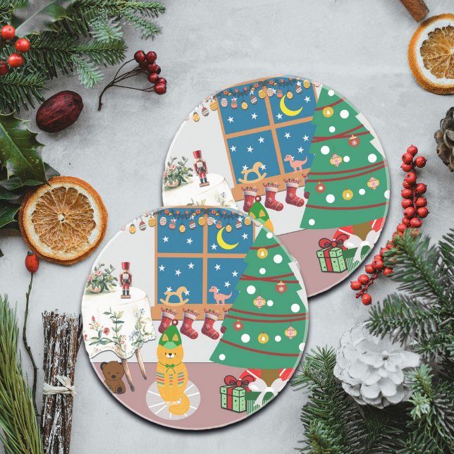 Zuhause für die Feiertage-Illustration Getränkeuntersetzer (Von Creator hochgeladen)