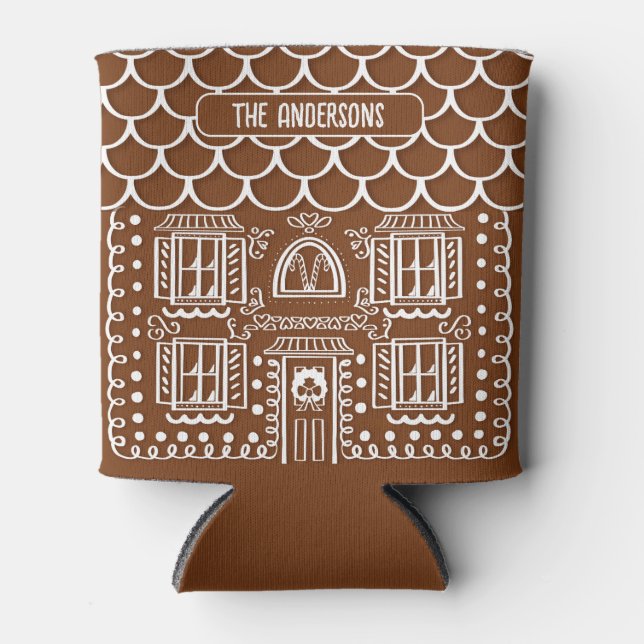 Zuhause für Holidays Personalisiert Gingerbread Dosenkühler (Vorderseite)