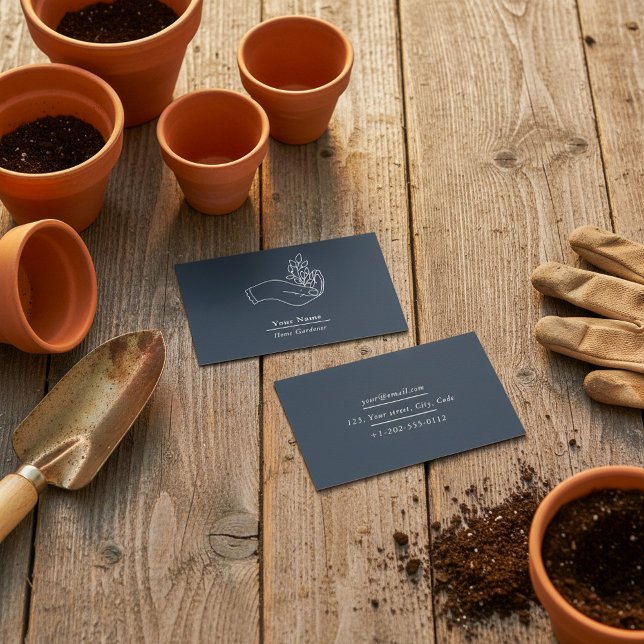 Zuhause Gärtner Blue Pflanze Visitenkarte (Home gardener blue plant business card.)