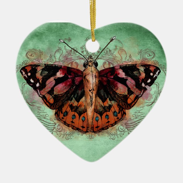 Zuhause - gemalte Dame Keramikornament (Vorne)