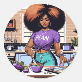 Zuhause Girl Meal Prep Runder Aufkleber
