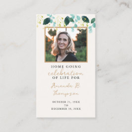 Zuhause Going Celebration of Life Funeral Prayer C Visitenkarte