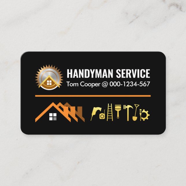 Zuhause Gold Handyman Tools Signage Visitenkarte (Vorderseite)