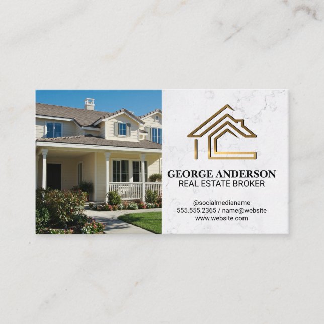 Zuhause | Gold-Real-Anwesen-Logo Visitenkarte (Vorderseite)