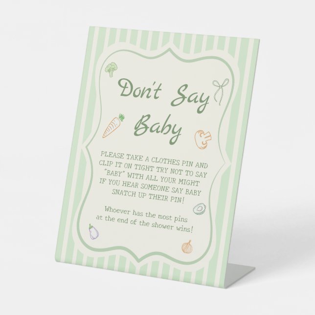 Zuhause Grown Baby Shower Say Baby Game nicht Sockelschild (Vorderseite)