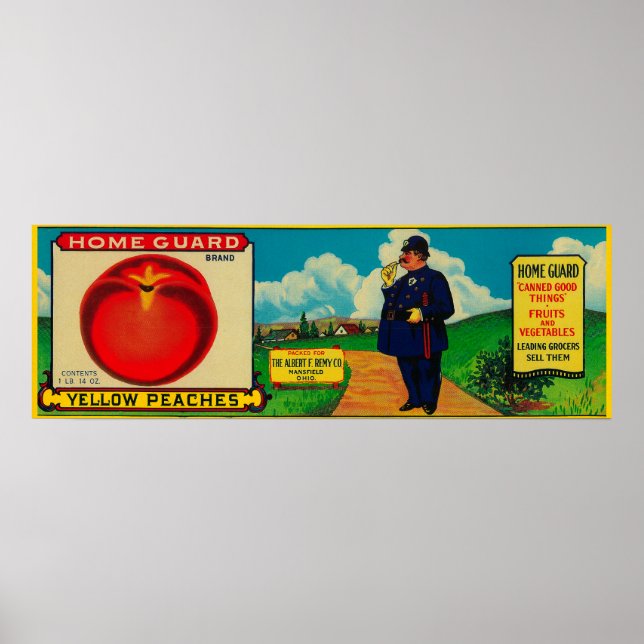 Zuhause Guard Peach LabelMansfield, OH Poster (Vorne)