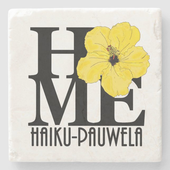 ZUHAUSE Haiku-Pauwela-gelber Hibiskus Steinuntersetzer (Vorderseite)