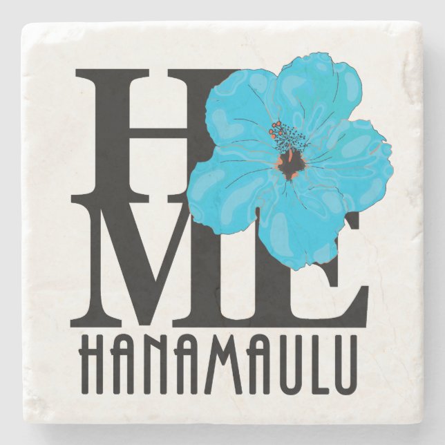 ZUHAUSE Hanamaulu Hawaii Blue Hibscus Steinuntersetzer (Vorderseite)