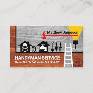 Zuhause Handyman Tools Border On Wood Visitenkarte