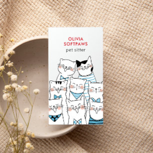 Zuhause Haustier Sitzen Niedlich Happy Cat Faces L Visitenkarte