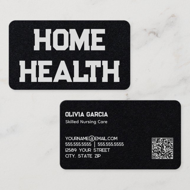 Zuhause Health Nurse Custom QR Visitenkarte (Vorne/Hinten)