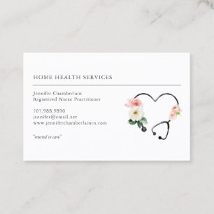 Zuhause Health Nurse Floral Stethoscope Visitenkarte