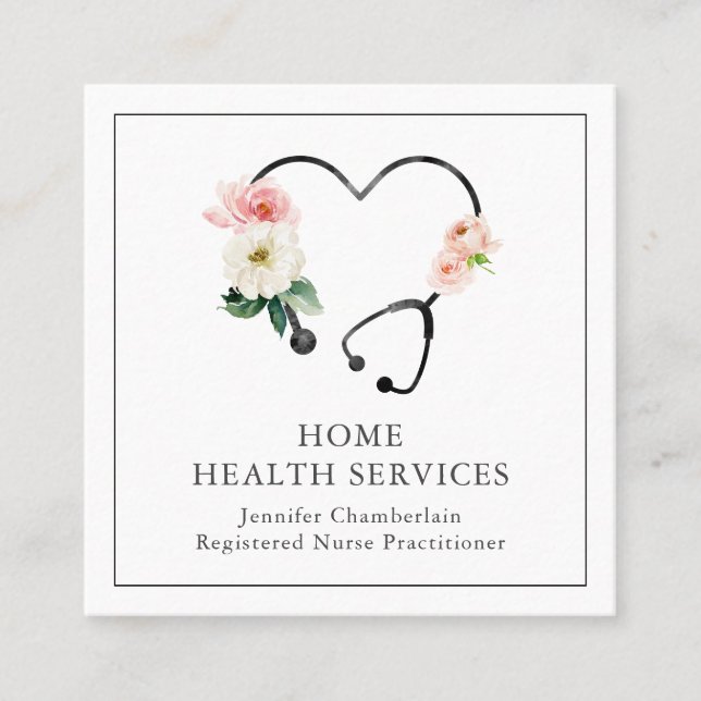 Zuhause Health Services Nurse Quadratische Visitenkarte (Vorderseite)