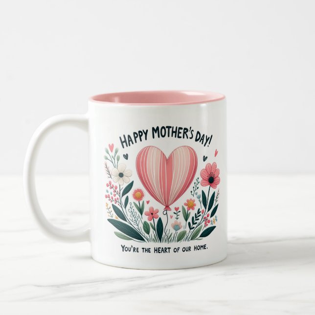 Zuhause Heart - Mutter Zweifarbige Tasse (Links)