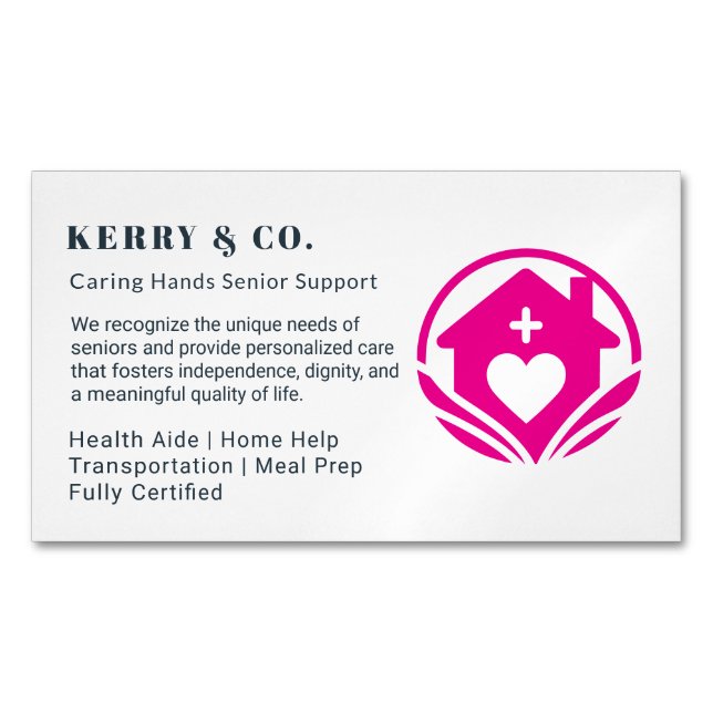 Zuhause Help Business Card - Beruflich & Kümmern Magnetische Visitenkarte (Vorderseite)
