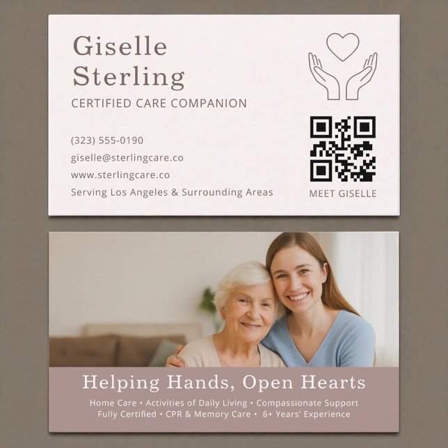 Zuhause Help Caregiver QR Code zertifizierte Unter Visitenkarte (Von Creator hochgeladen)