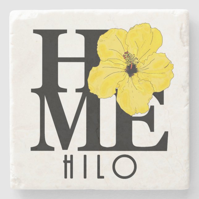 ZUHAUSE Hilo Hawaii Yellow Hibiskus Steinuntersetzer (Vorderseite)