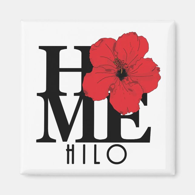 ZUHAUSE Hilo Red Hibiskus Magnet (Vorne)