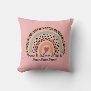 Zuhause hinzufügen: Mama Leopard Rainbow Pink Kissen