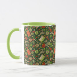 Zuhause Hobby Nähen Crafter Collage Muster Grün Tasse