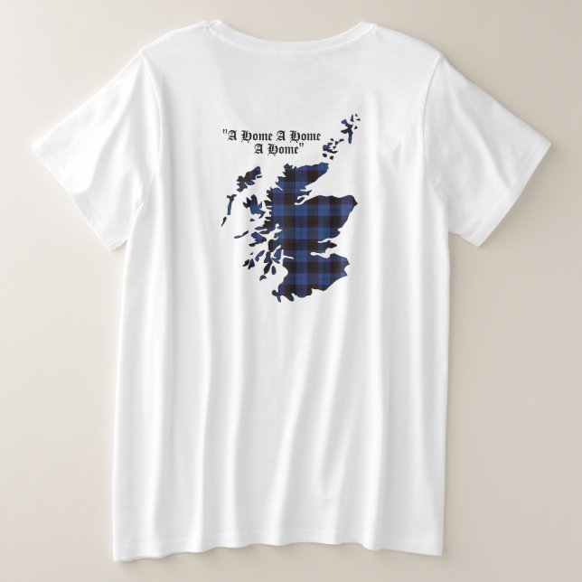 Zuhause/Hume Clan Abzeichen & Tartan Große Größe T-Shirt (Design Rückseite)