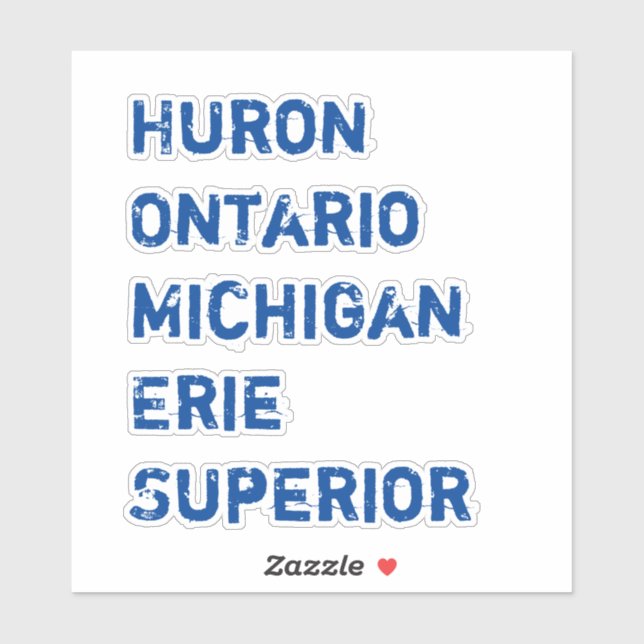 ZUHAUSE Huron Ontario Michigan Erie Superior Seen Aufkleber (Blatt)