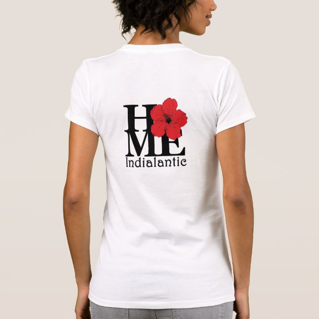 ZUHAUSE Indialantischer Roter Hibiskus (Zurück dru T-Shirt (Rückseite)